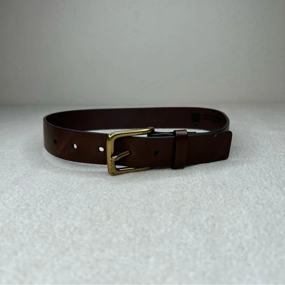 GAP Brown Leather Belt with Gold Buckle